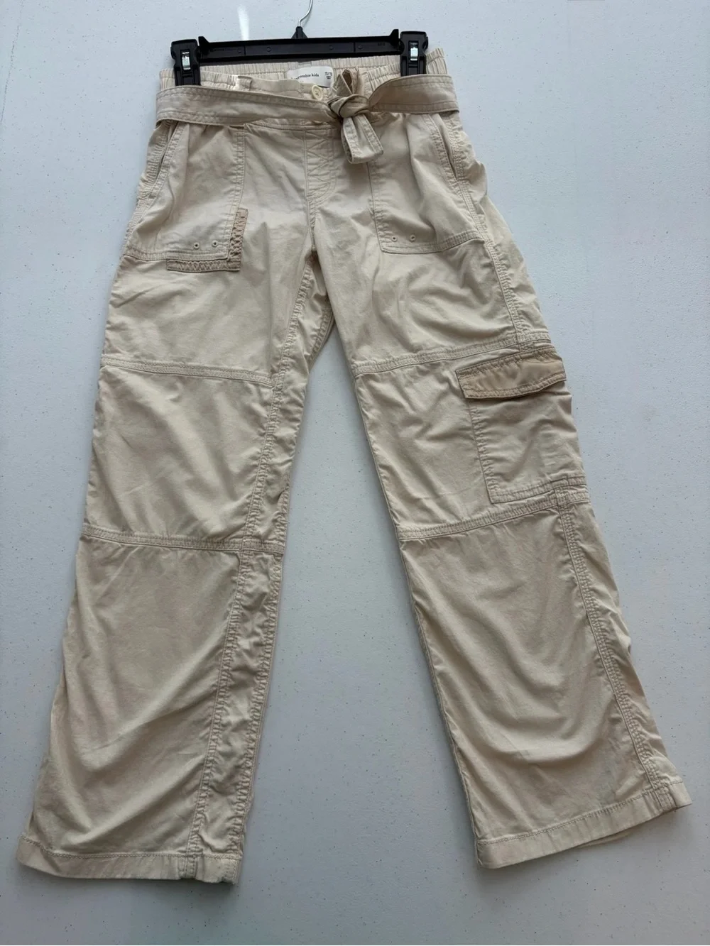 Girls Casual Cargo Pants in Beige - Lightweight Utility Style